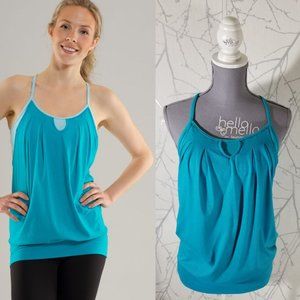Lululemon Teal Circle Mesh Let It Loose Tank w/ Strappy Luon Bra